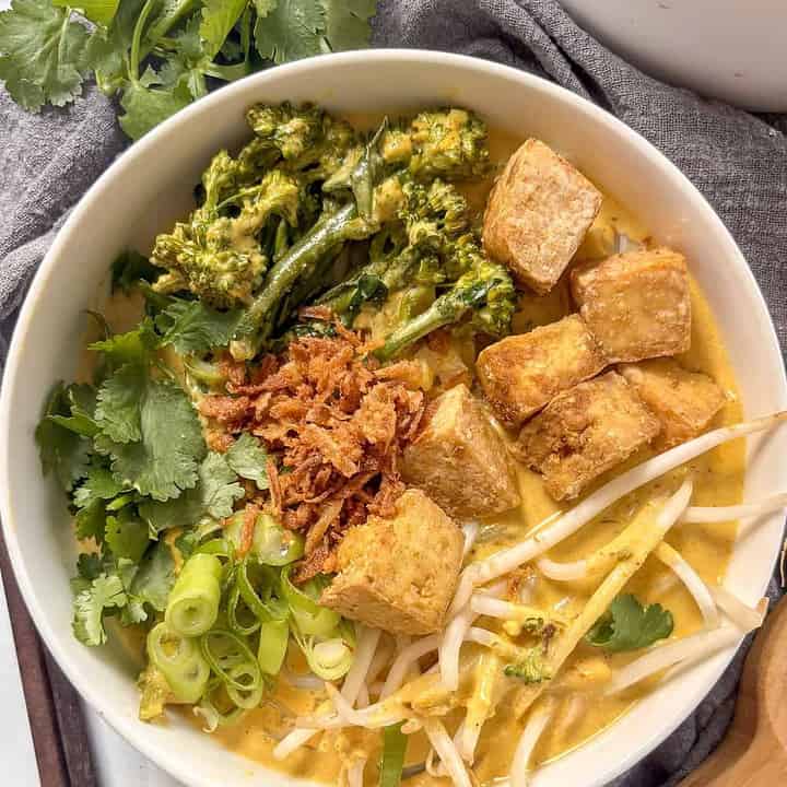 Curry Laksa Noodles With Crispy Tofu Recipe | Vegan | Under 30 Minutes