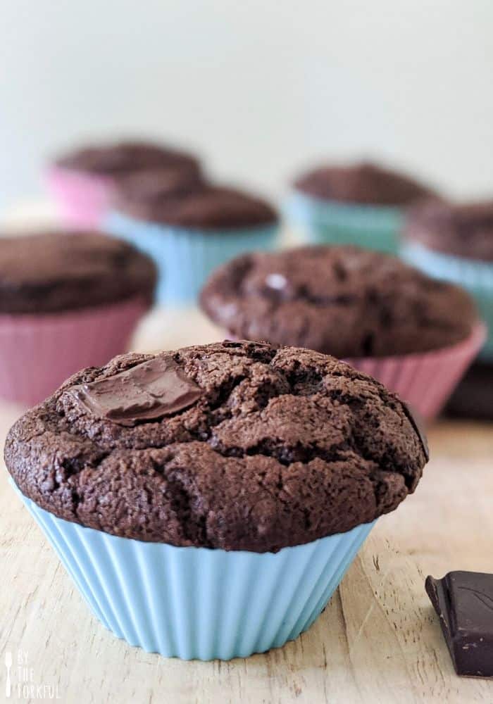 Vegan double chocolate chip banana muffins
