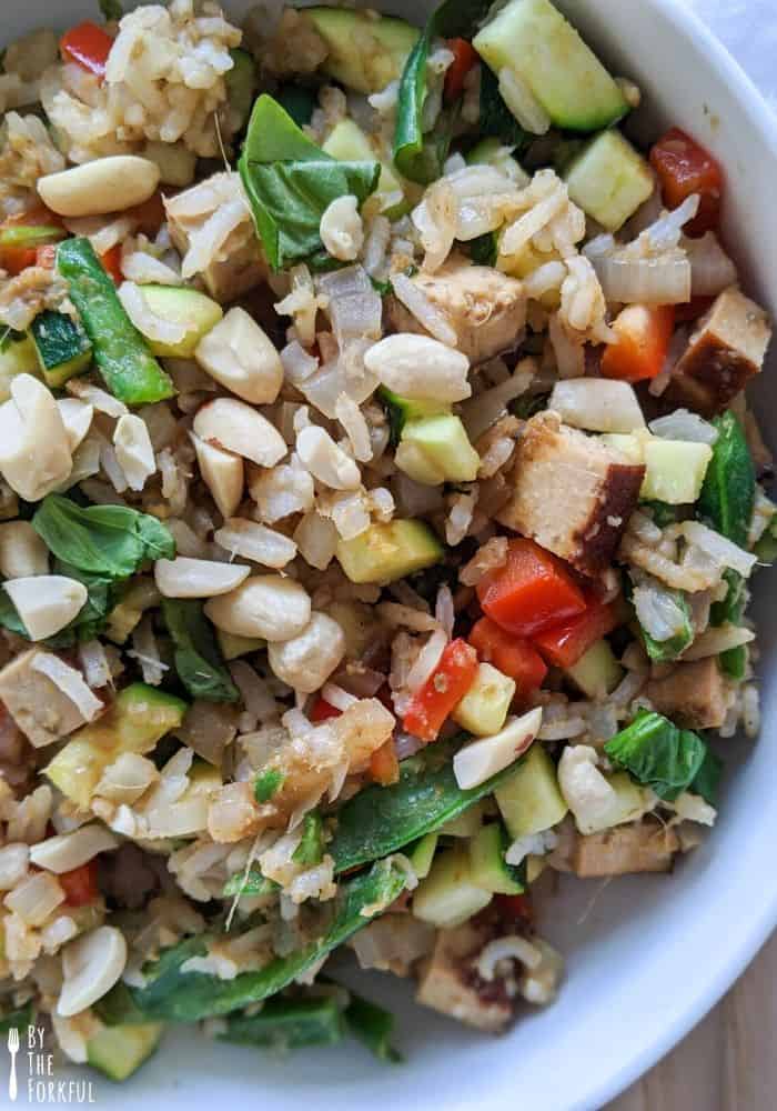 Vegan stir fried green rice