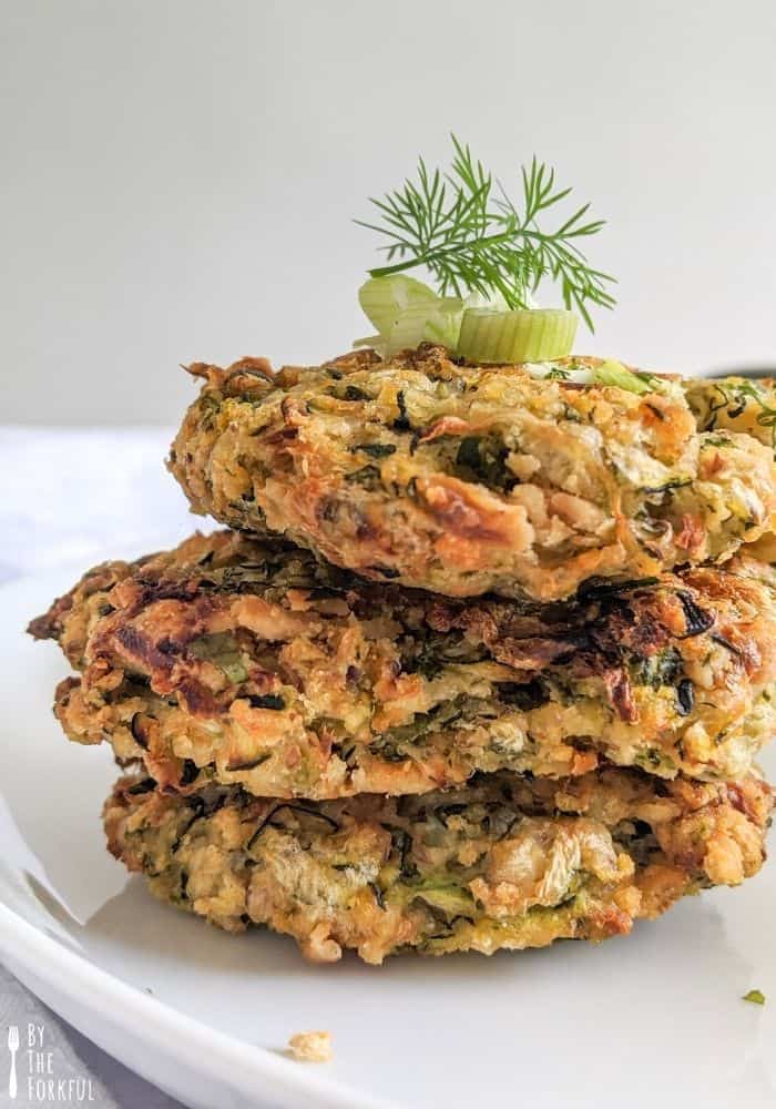 Stack of summer courgette fritters