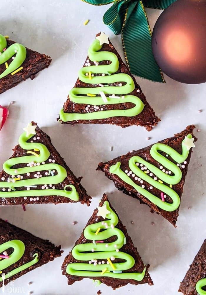 vegan Christmas tree brownies