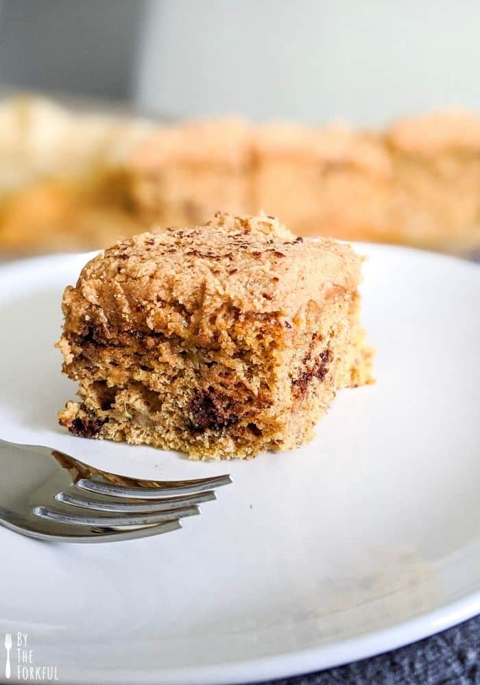 Vegan Banana Cake slice on a plate
