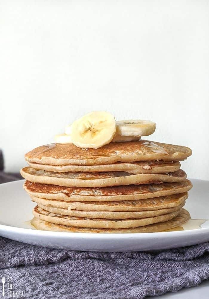 Vegan banana pancake stack