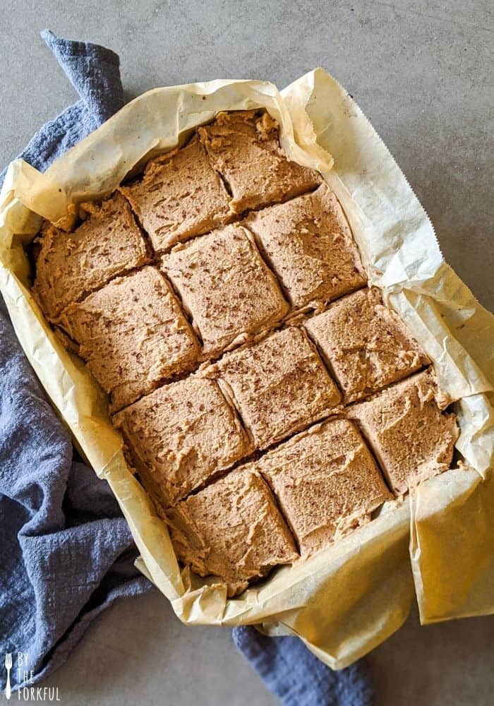 Vegan banana cake in slices