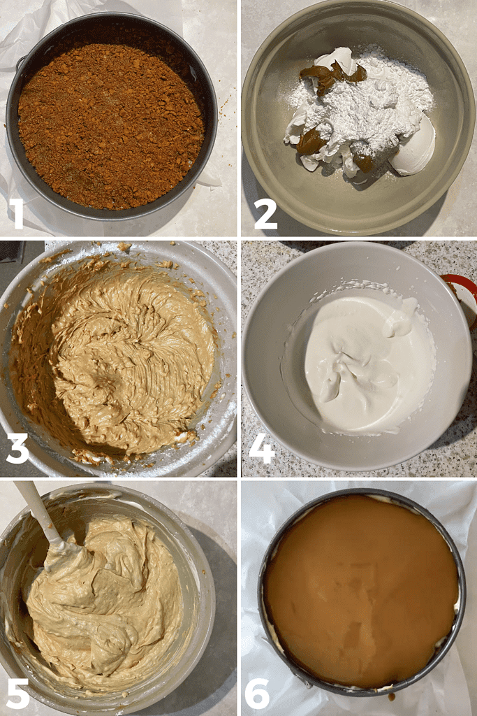 How to make vegan biscoff cheesecake step by step: 6 easy to follow steps