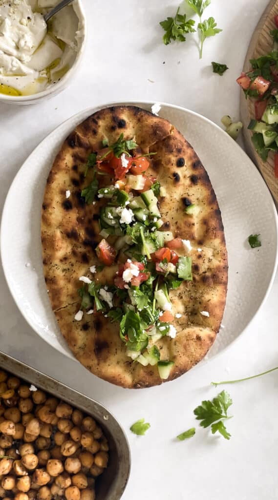 flatbread with shirazi salad
