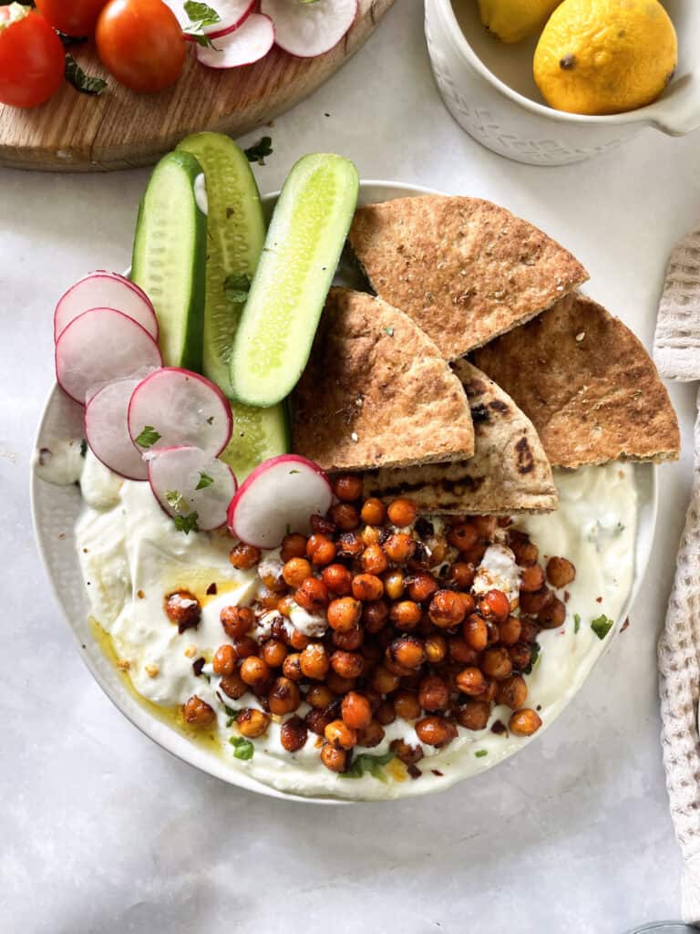 Harissa Roasted Chickpeas with Whipped Feta