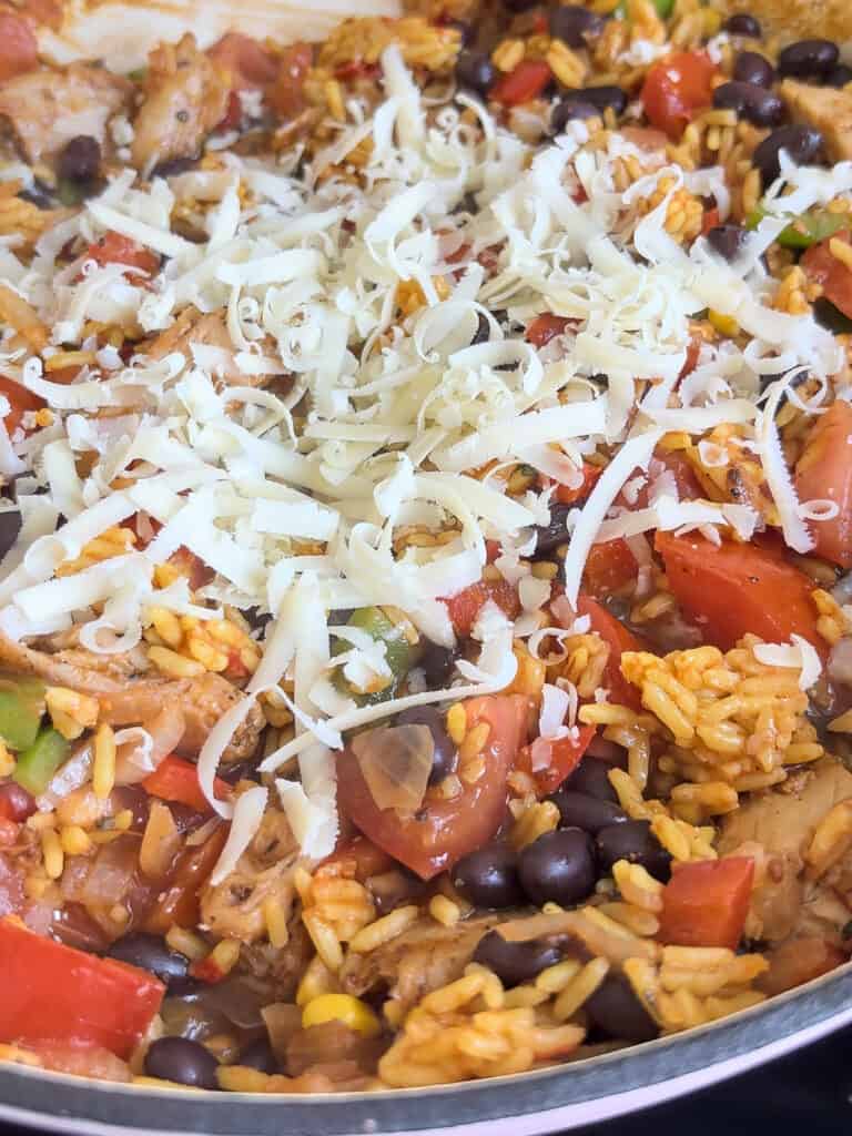 the dish is then topped with cheese to melt before serving with the other toppings