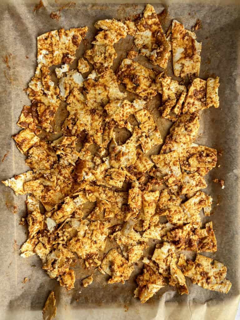 tofu coated in the shawarma marinade