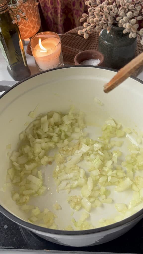 saute onion and garlic