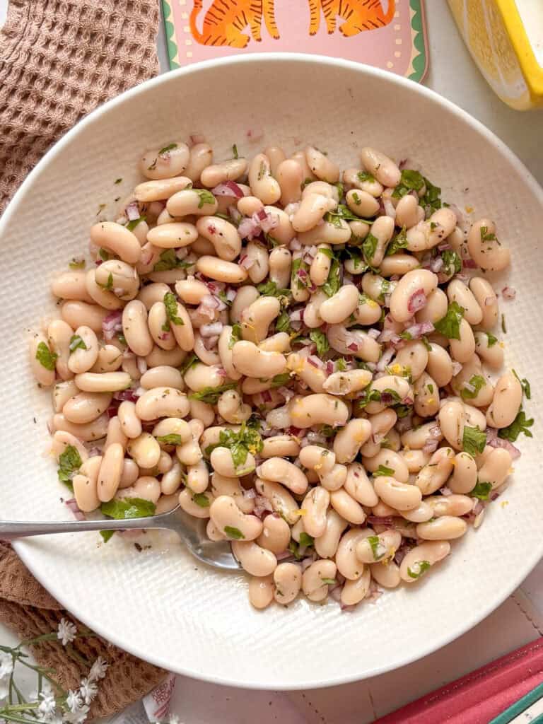 Mediterranean style white bean salad