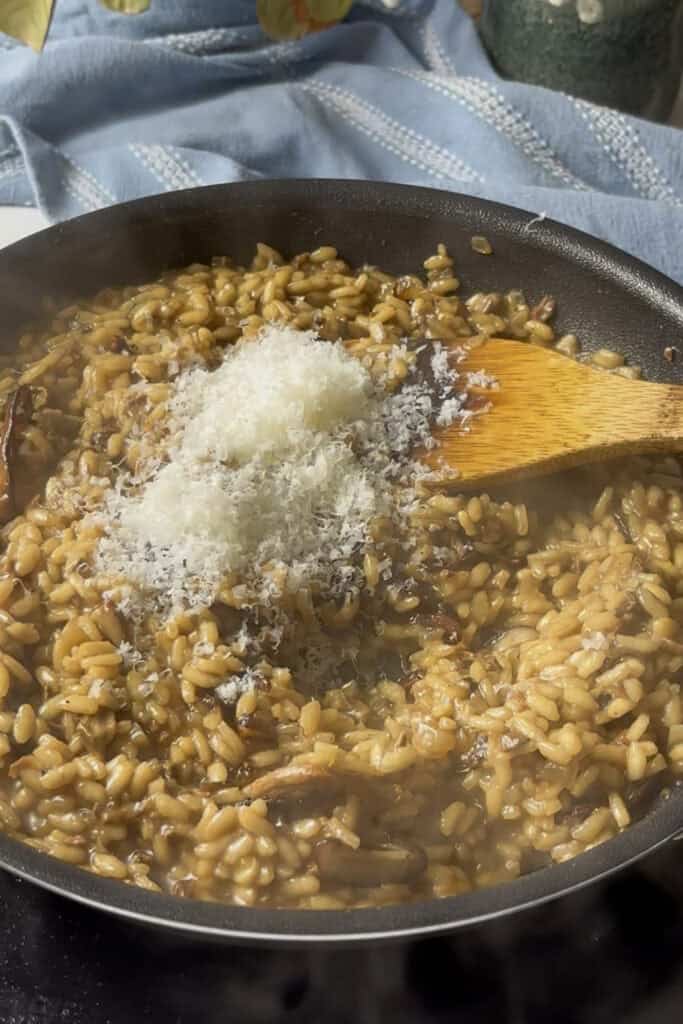 Pecorino cheese added to the risotto at the end