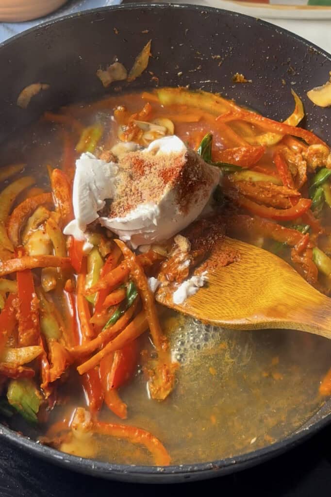 spices and seasonings added to the coconut milk