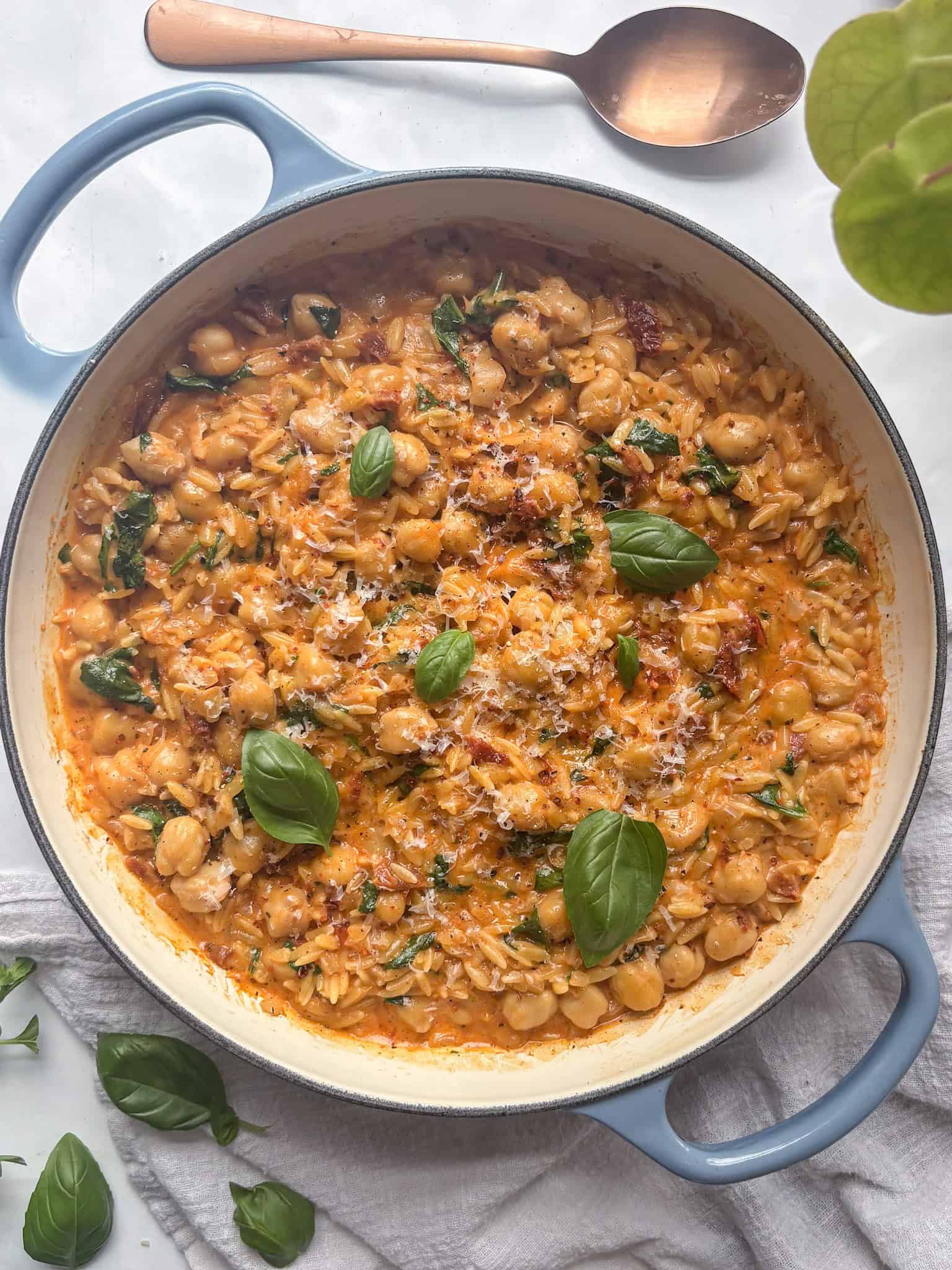 marry me orzo with chickpeas and fresh basil